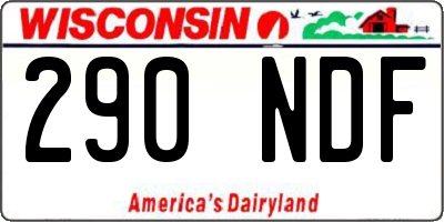 WI license plate 290NDF