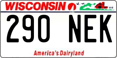 WI license plate 290NEK