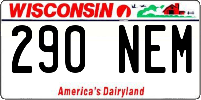 WI license plate 290NEM