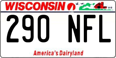 WI license plate 290NFL