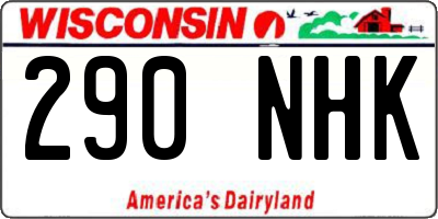 WI license plate 290NHK