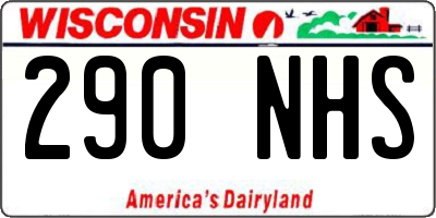 WI license plate 290NHS