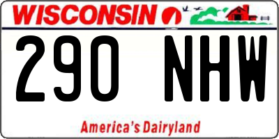 WI license plate 290NHW