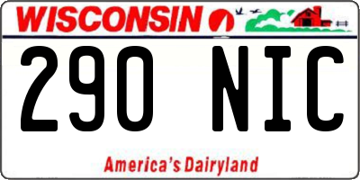 WI license plate 290NIC
