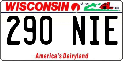 WI license plate 290NIE