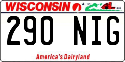 WI license plate 290NIG