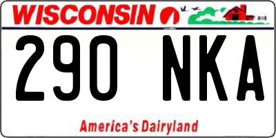 WI license plate 290NKA