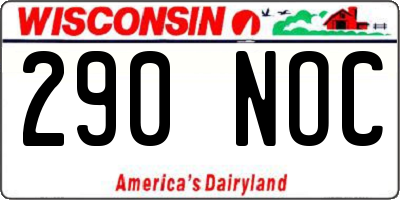 WI license plate 290NOC