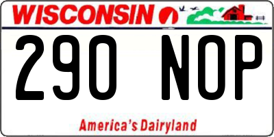 WI license plate 290NOP