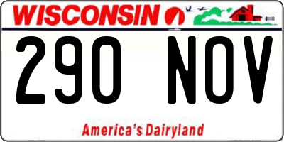 WI license plate 290NOV