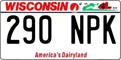 WI license plate 290NPK
