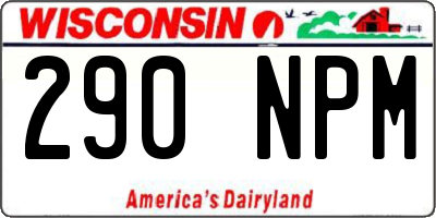 WI license plate 290NPM