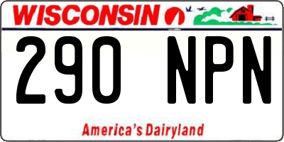WI license plate 290NPN