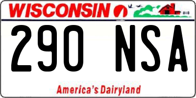 WI license plate 290NSA