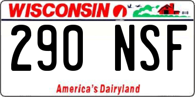 WI license plate 290NSF