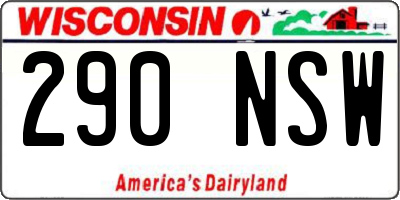 WI license plate 290NSW