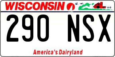 WI license plate 290NSX