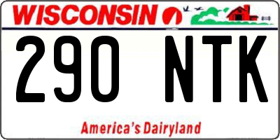 WI license plate 290NTK