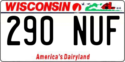 WI license plate 290NUF
