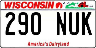 WI license plate 290NUK