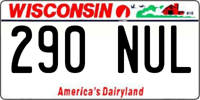 WI license plate 290NUL