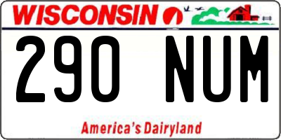 WI license plate 290NUM