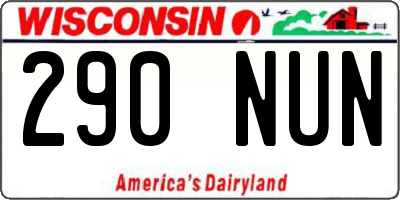 WI license plate 290NUN