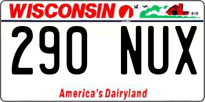 WI license plate 290NUX