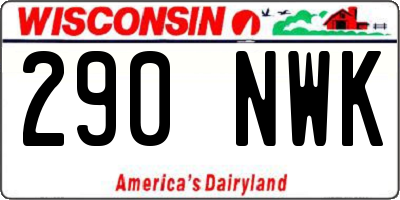 WI license plate 290NWK