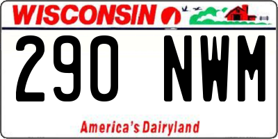 WI license plate 290NWM