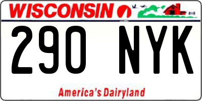 WI license plate 290NYK