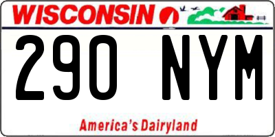 WI license plate 290NYM