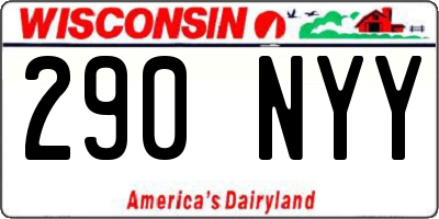 WI license plate 290NYY
