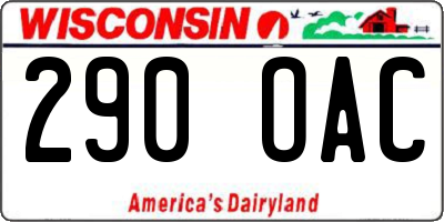WI license plate 290OAC