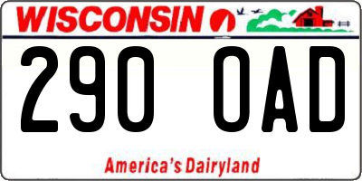 WI license plate 290OAD