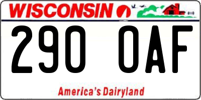 WI license plate 290OAF