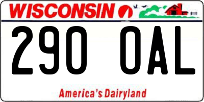 WI license plate 290OAL