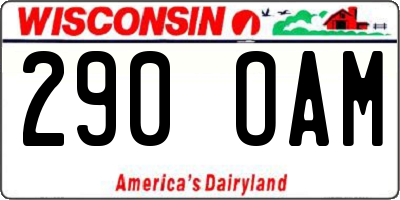 WI license plate 290OAM