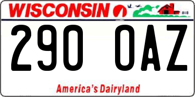 WI license plate 290OAZ