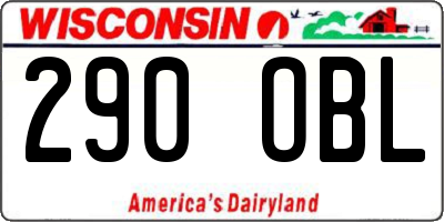 WI license plate 290OBL