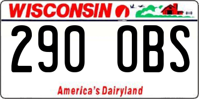 WI license plate 290OBS