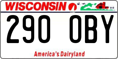 WI license plate 290OBY