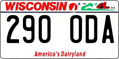 WI license plate 290ODA