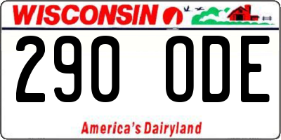WI license plate 290ODE