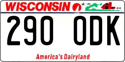 WI license plate 290ODK