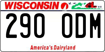 WI license plate 290ODM