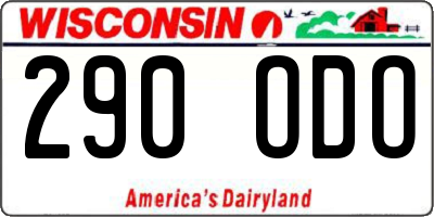 WI license plate 290ODO