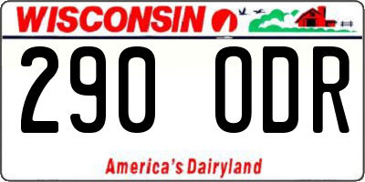 WI license plate 290ODR