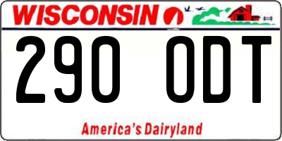 WI license plate 290ODT