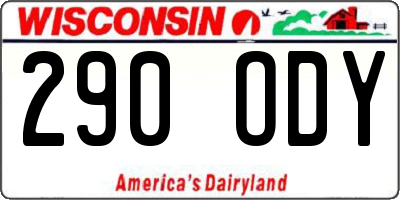 WI license plate 290ODY